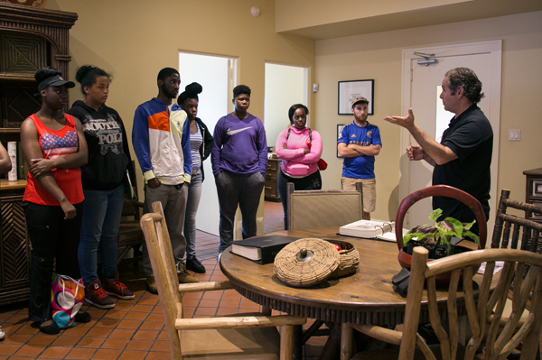 Mario greets Teens Grow Greens group in La Lune Collection Showrom