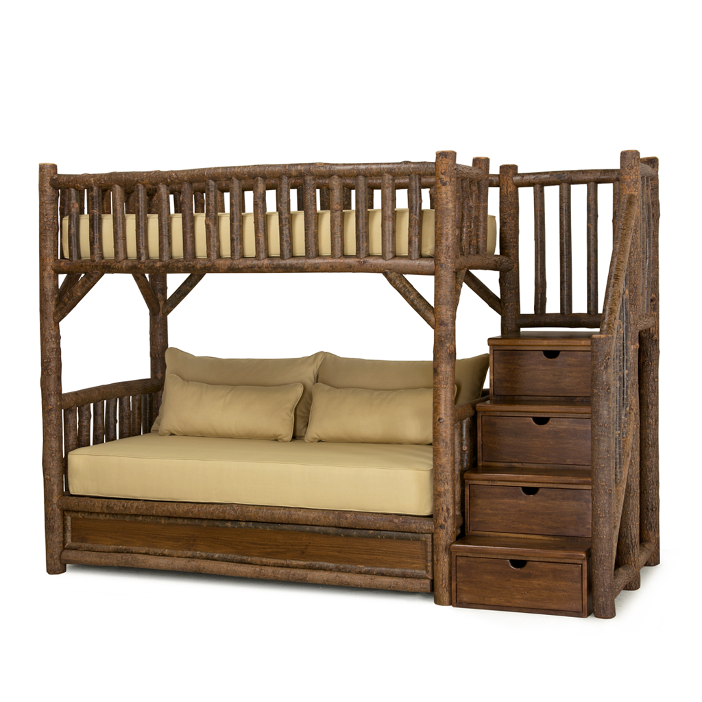 Kenzo Bunk Bed with Trundle and Stairs 4690R Natural finish La Lune Collection rustic furniture