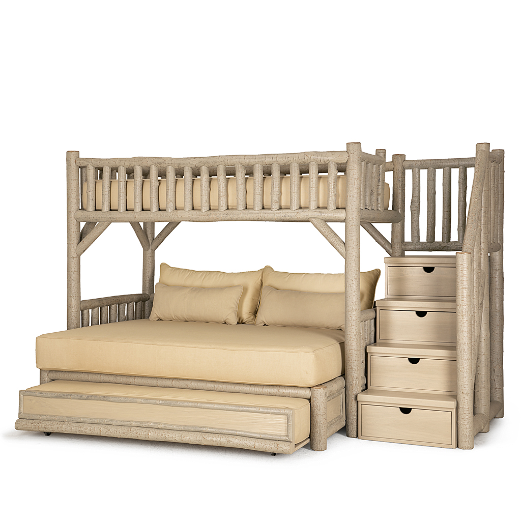 Kenzo Bunk Bed with Trundle and Stairs 4696R Taupe finish La Lune Collection rustic furniture