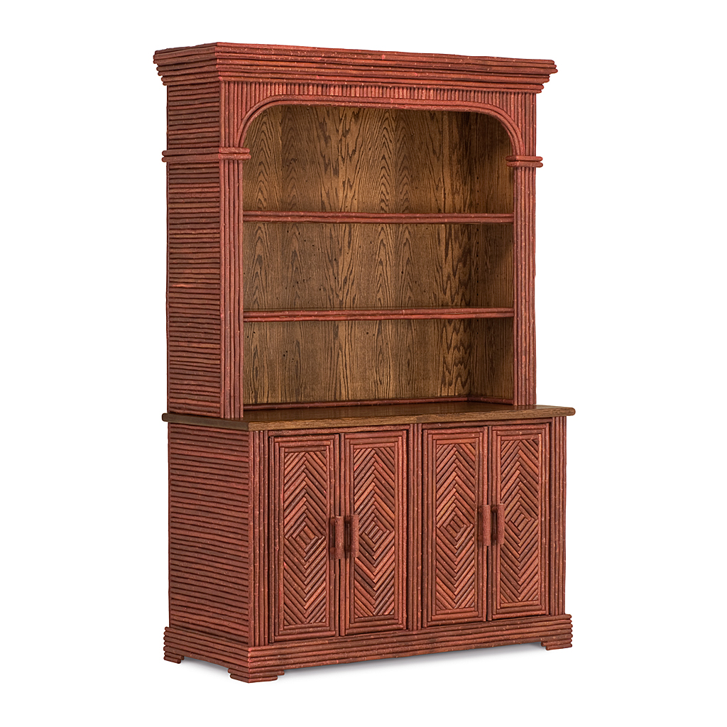 Alden Hutch 2042 Redwood finish with Medium Oak background La Lune Collection rustic furniture