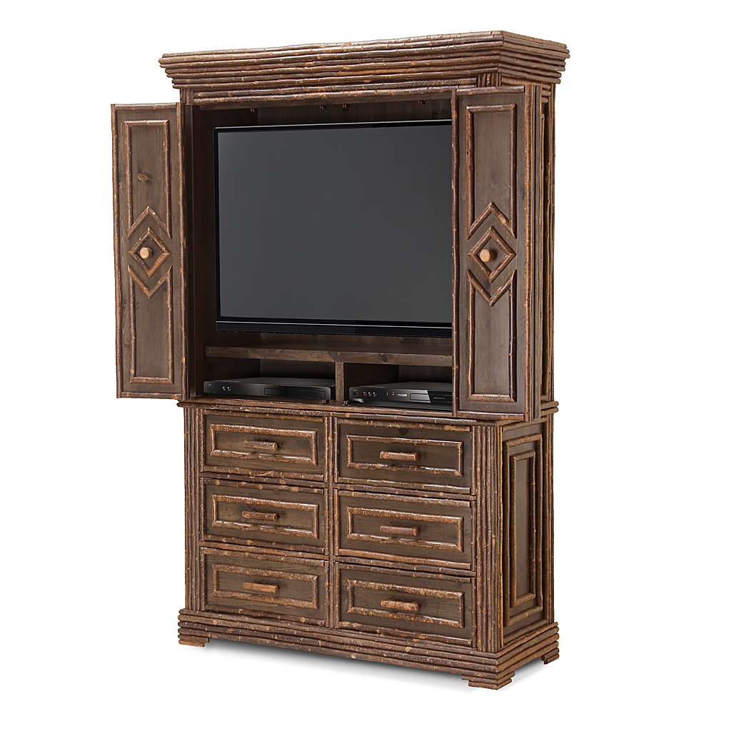 Curtis TV Cabinet 2616 Natural finish with Dark Pine background La Lune Collection rustic furniture