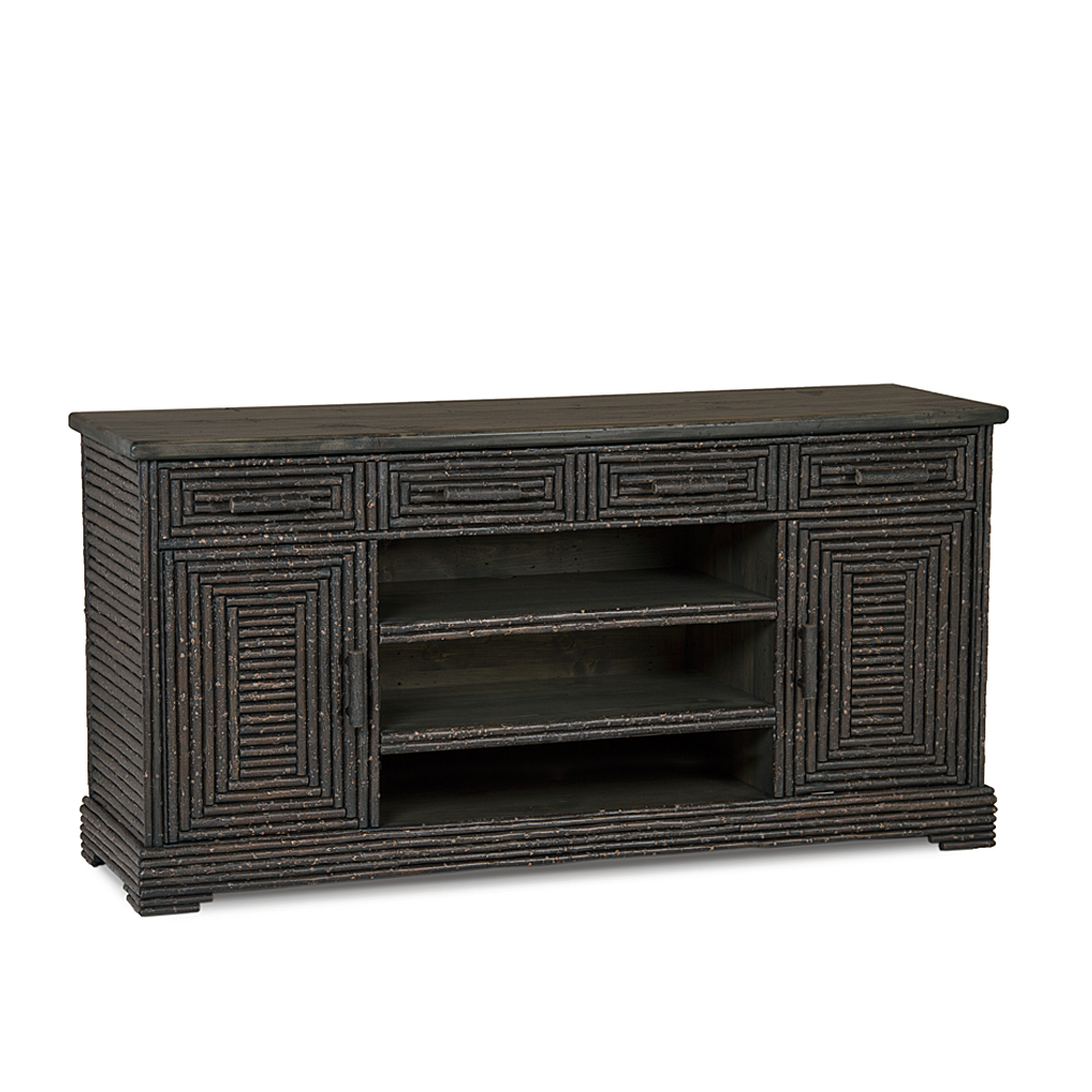 Ira TV Cabinet 2586 Ebony finish with Dark Pine top La Lune Collection rustic furniture