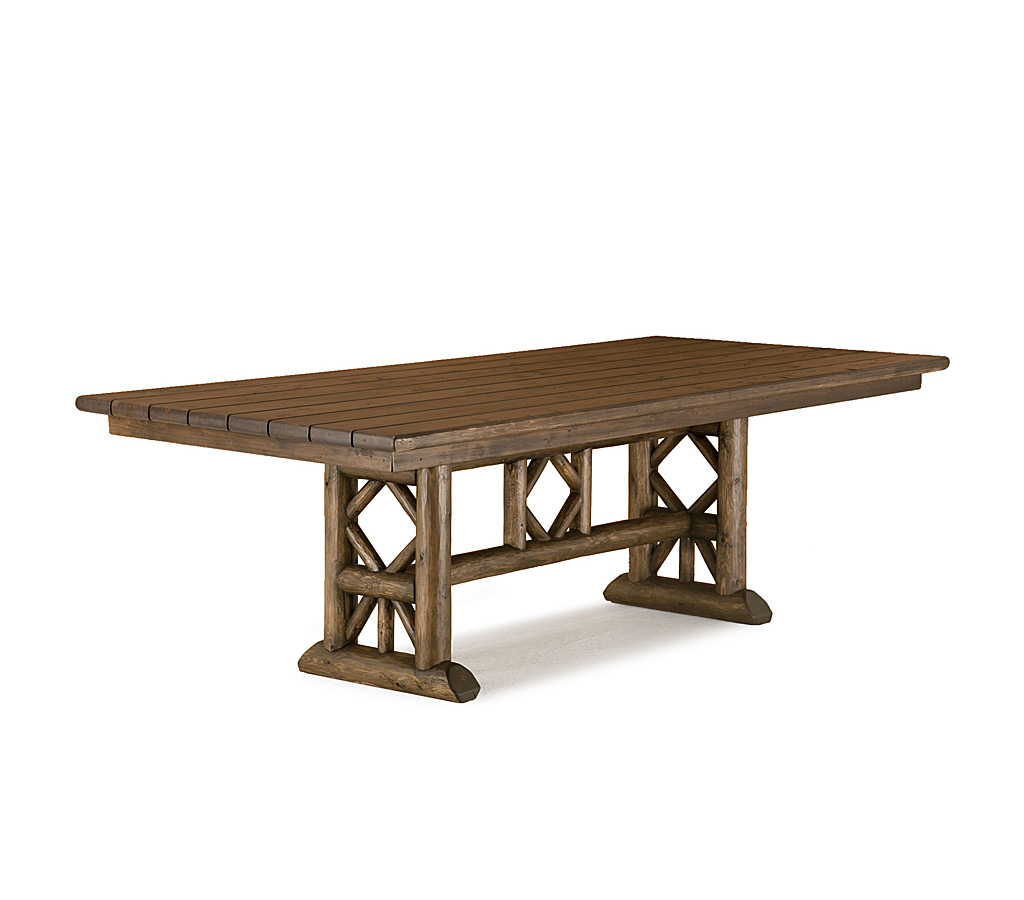 Bella Trestle Dining Table 3121-U Kahlua finish with Dark Cedar Top La Lune Collection rustic furniture
