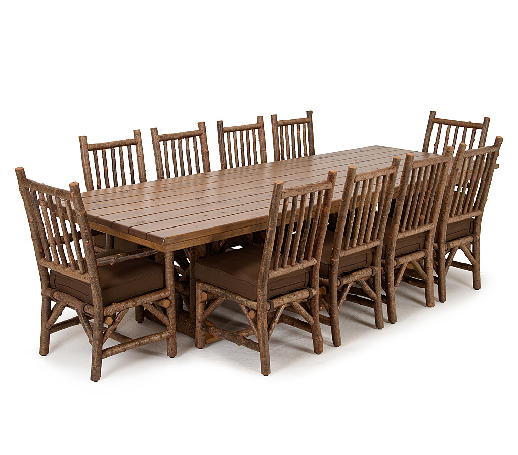 Bella Trestle Dining Table 3123-U Cedar Top, Aria Chairs 1204-U, 1206-U Natural finish La Lune Collection rustic furniture