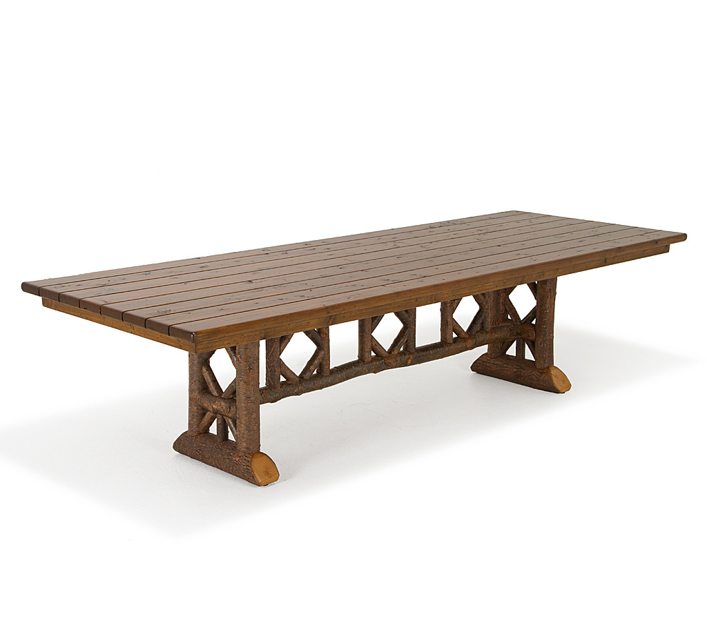 Bella Trestle Dining Table 3123-U Natural finish with Medium Cedar Top La Lune Collection rustic furniture