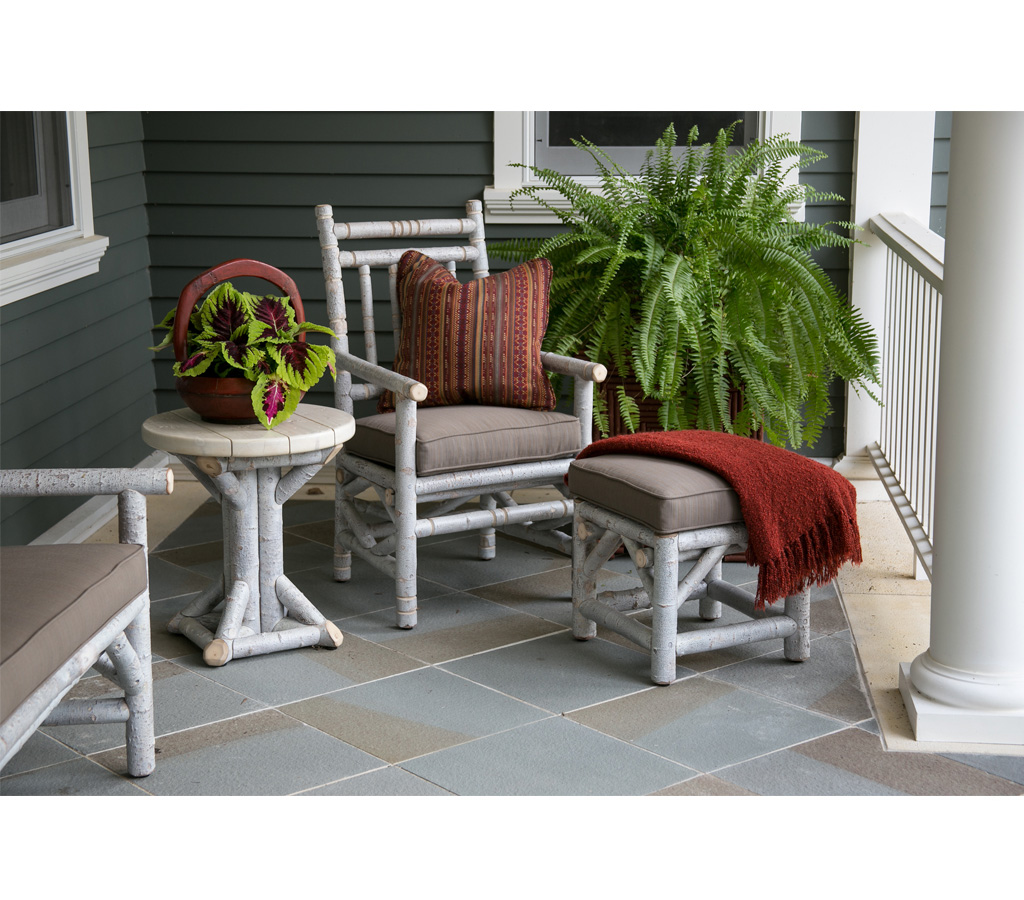 Aston Side Table 3528-U, Ella Armchair 1200-U, Otis Stool 1146-U Whitewash finish with Custom Whitewash Cedar Top La Lune Collection rustic furniture