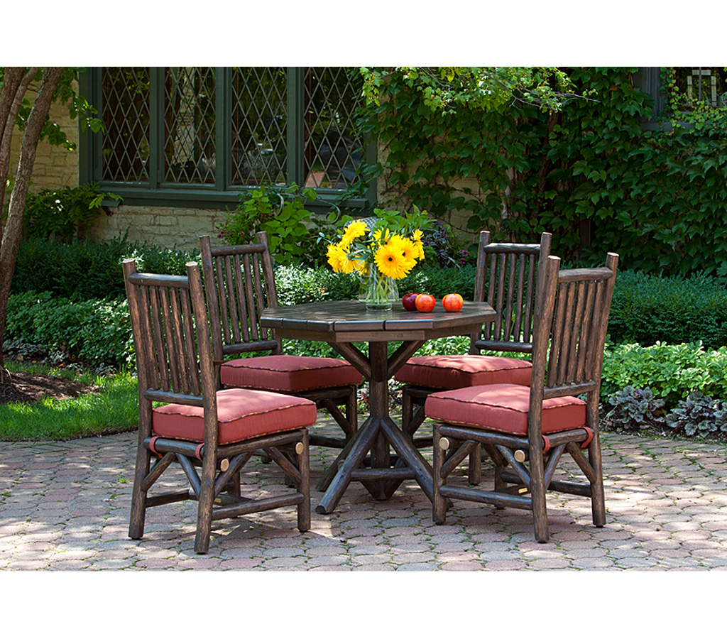 Baxter Dining Table 3544-U, Aria Side Chair 1205-U Kahlua finish with Custom Kahlua Cedar Top La Lune Collection rustic furniture