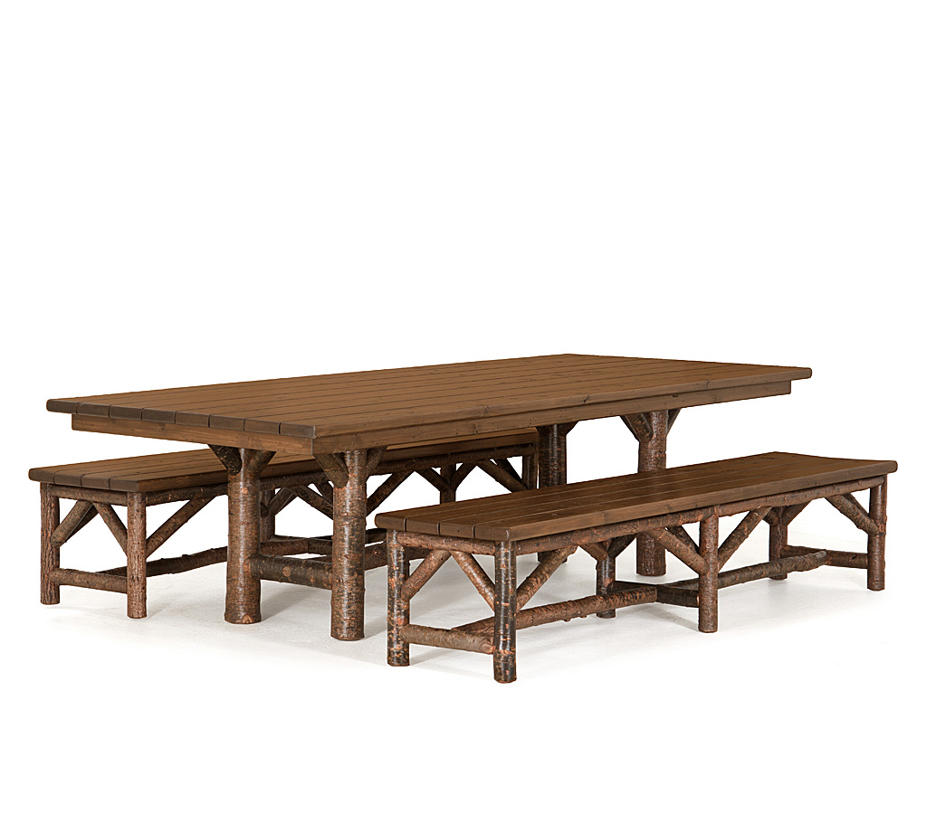 Cooper Bench 1528-U, Trevor Table 3072-U Natural finish with Medium Cedar Plank Top La Lune Collection rustic furniture