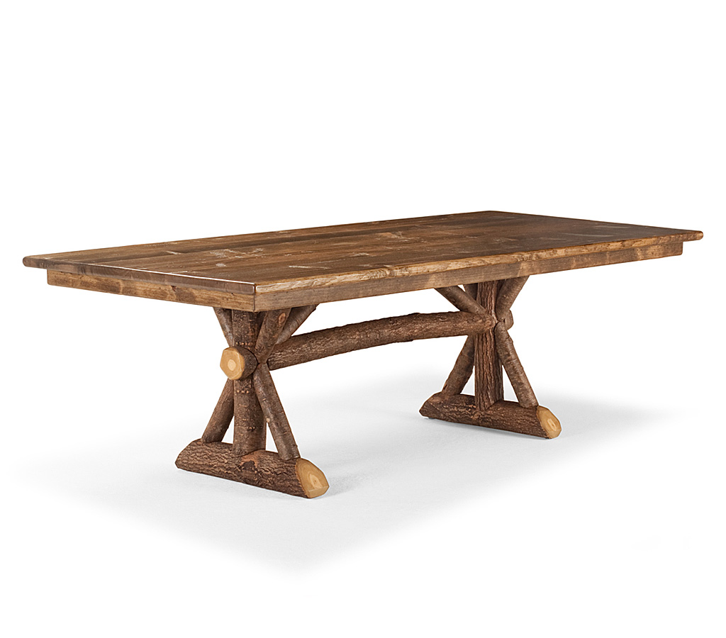 Dane Trestle Dining Table 3500-I Natural finish with Medium Pine Top La Lune Collection rustic furniture