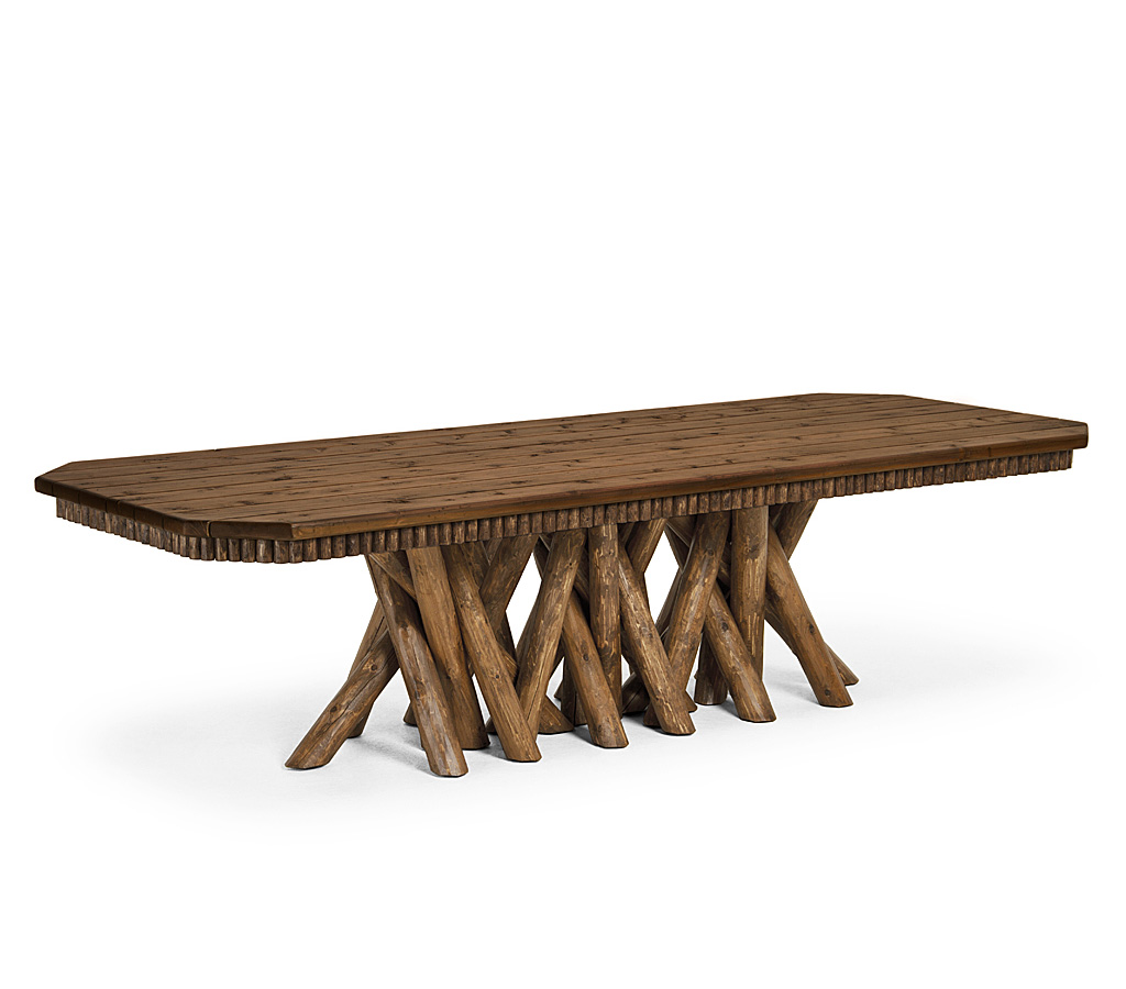 Marlow Dining Table 3482-O Custom finish with Coffee on Cedar Top La Lune Collection rustic furniture