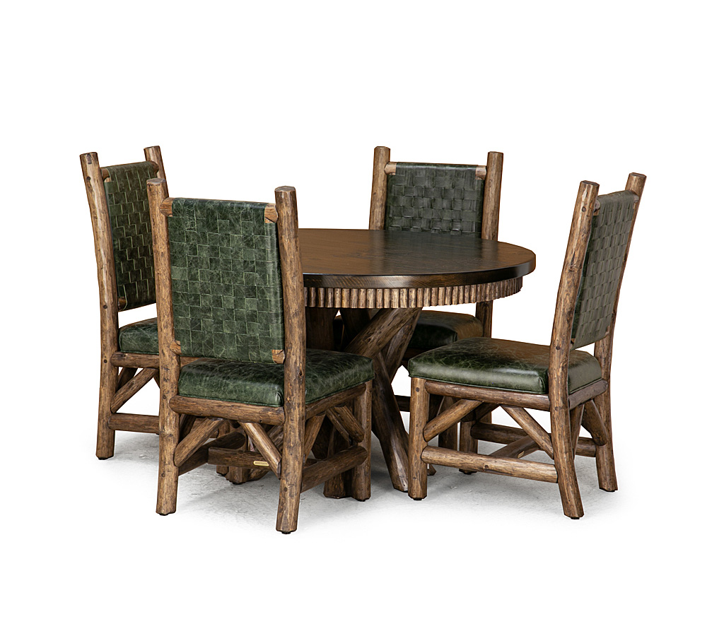Mika Table 3089-I, Miles Side Chair 1184-I Kahlua finish with Dark Pine Top La Lune Collection rustic furniture