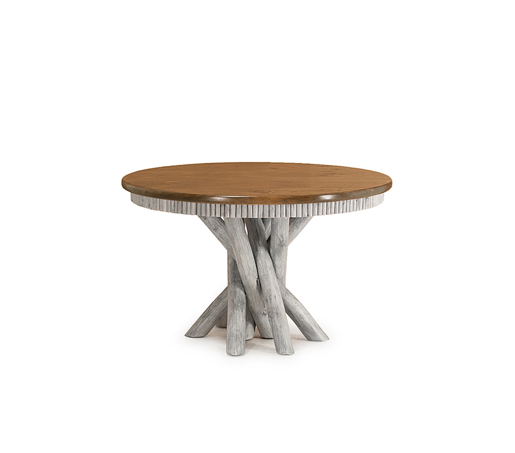 Mika Dining Table 3089-I Custom Shell finish with Medium Pine Top La Lune Collection rustic furniture