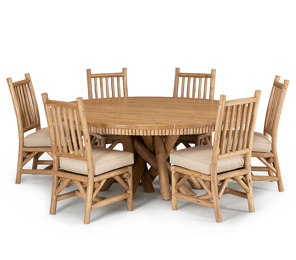 Mika Dining Table 3093-U, Aria Side Chair 1204-U Custom Pecan finish with Pecan Cedar Top La Lune Collection rustic furniture