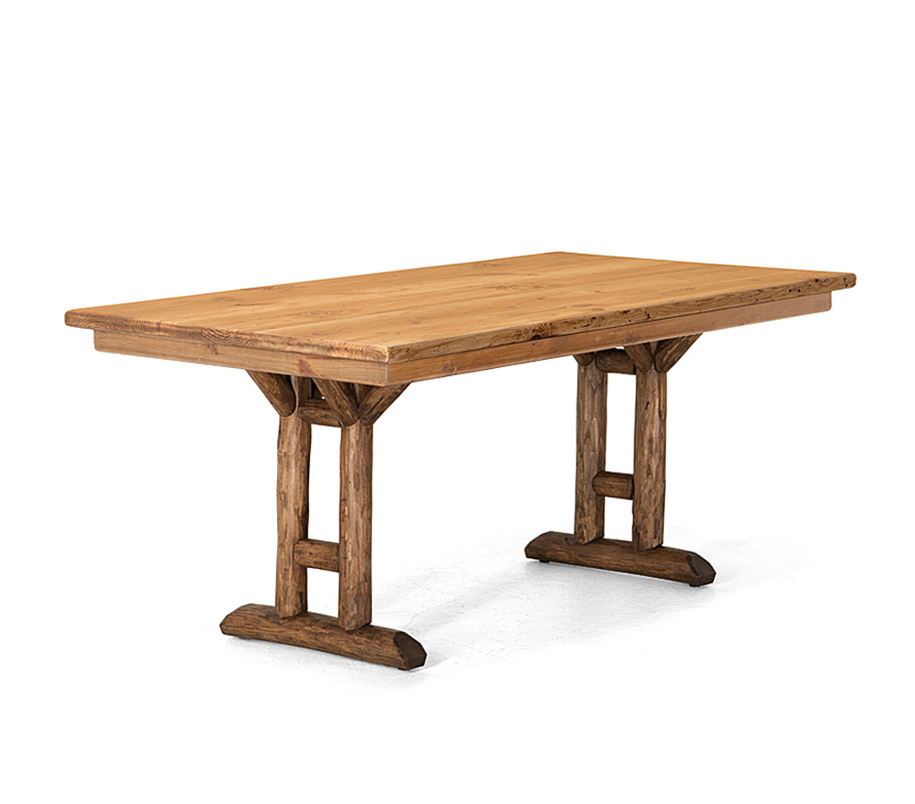 Tula Dining Table 3052-I Kahlua finish with Light Pine Top La Lune Collection rustic furniture