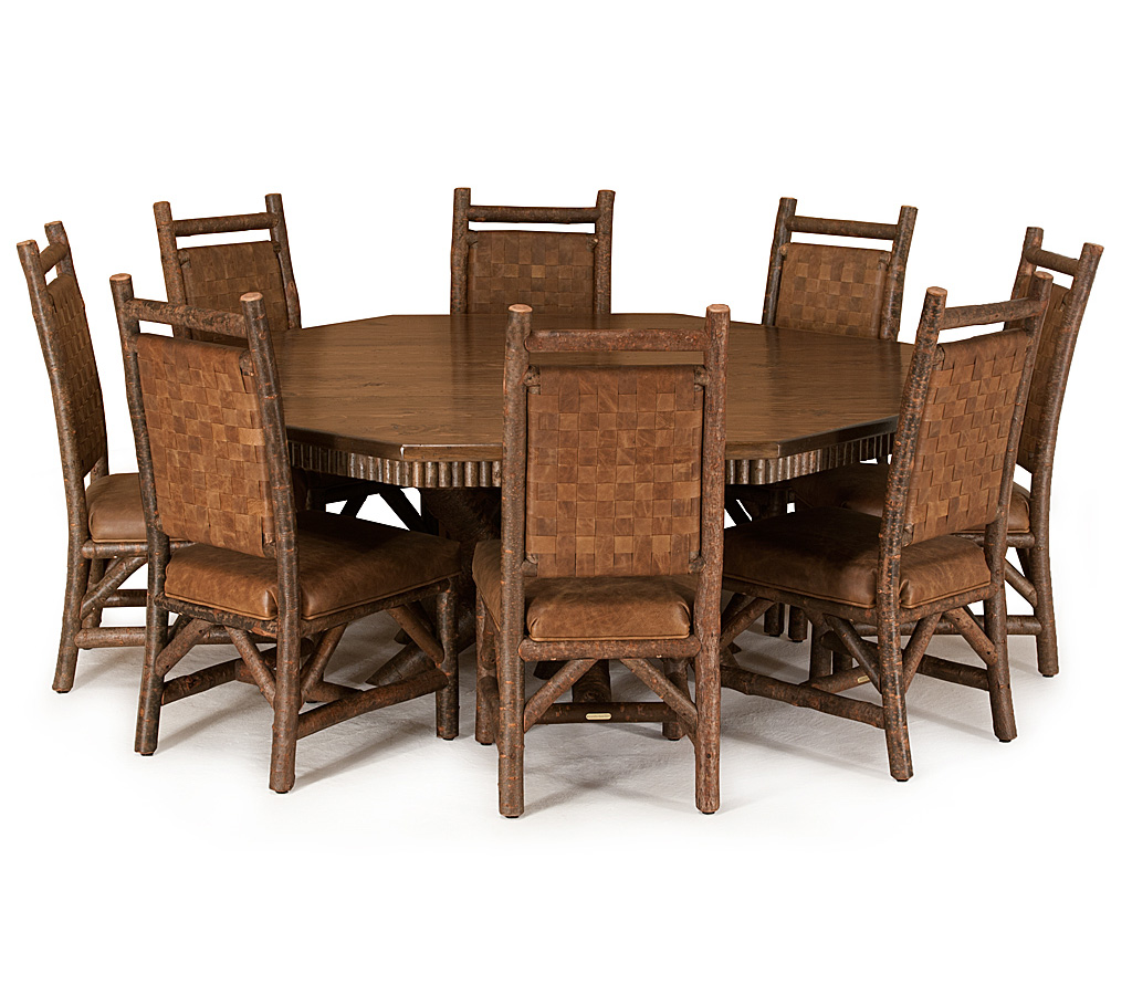 Zeke Dining Table 3112-I, Custom Side Chair Natural finish with Medium Pine Top La Lune Collection rustic furniture