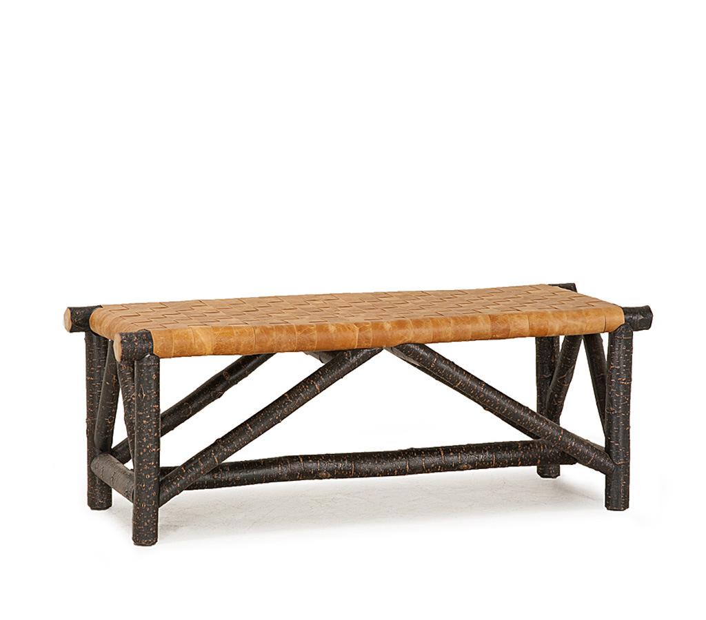 Ivan Woven Leather Bench 1147 Ebony finish La Lune Collection rustic furniture