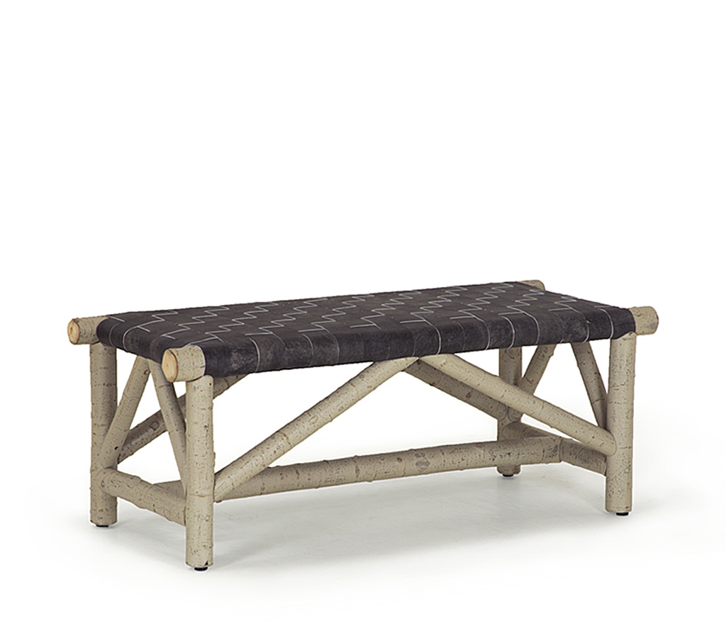 Ivan Woven Leather Bench 1147 Taupe finish La Lune Collection rustic furniture