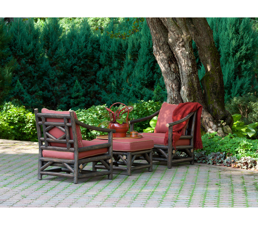 Mia Club Chair 1175-U, Lola Ottoman 1173-U Kahlua finish La Lune Collection rustic furniture